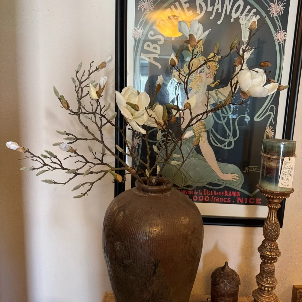 Magnolia budding & bloom realistic branches approximately 38” long, extra tall